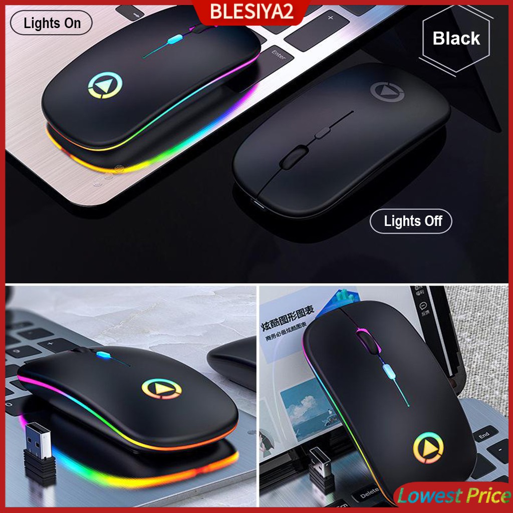 LED Silent Mute   Wireless Mouse Optical Mice with Receiver Gray