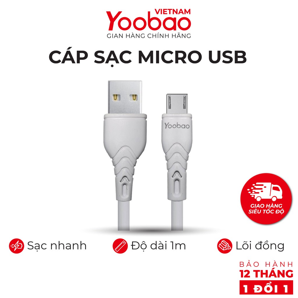 Dây cáp sạc cho điện thoại smartphone Android đầu micro USB Yoobao C5 dài 1m