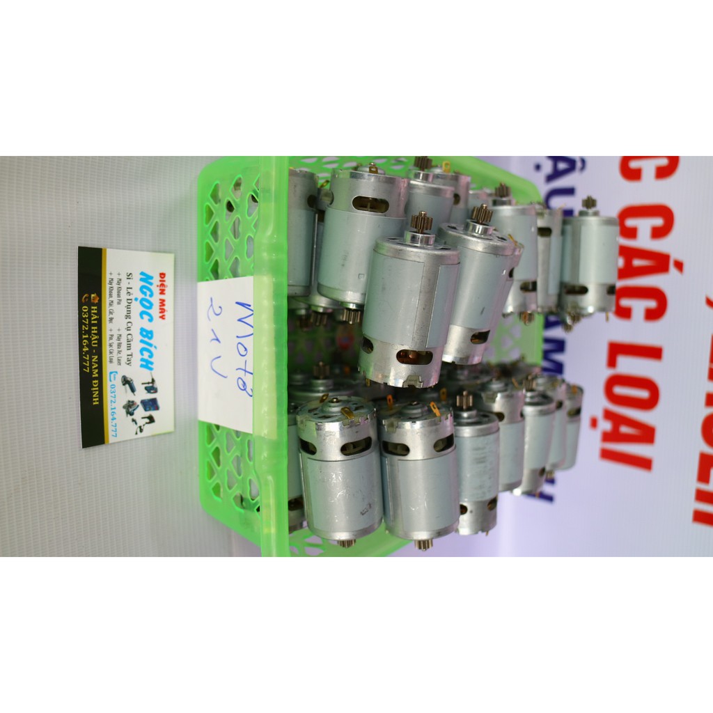 Motor DC RS550 21V Động Cơ Thay Thế Máy Khoan Pin 21V,24V,26V,28V...,Có Kèm Bánh Răng 12 Răng