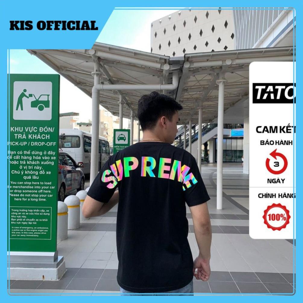 Áo thun unisex In hiệu ứng Hologram chữ Supreme Bản Limited Phản Quang 7Màu Áo phông cotton cổ tròn nam nữ TATO_OFFICIAL