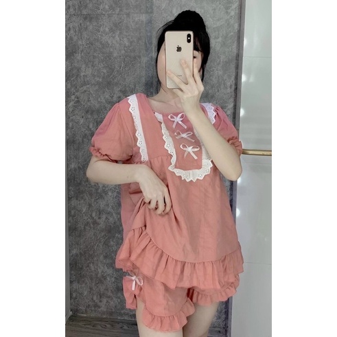 Đồ bộ đùi đũi tiểu thư mặc nhà siêu dễ thương cá tính form 45-60kg | BigBuy360 - bigbuy360.vn