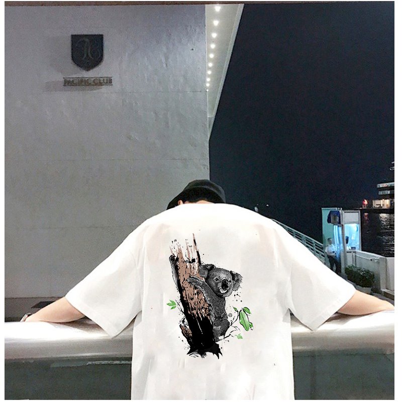 Áo thun unisex nam nữ tay lỡ họa tiết gấu trúc vải dày mịn 2021T3108