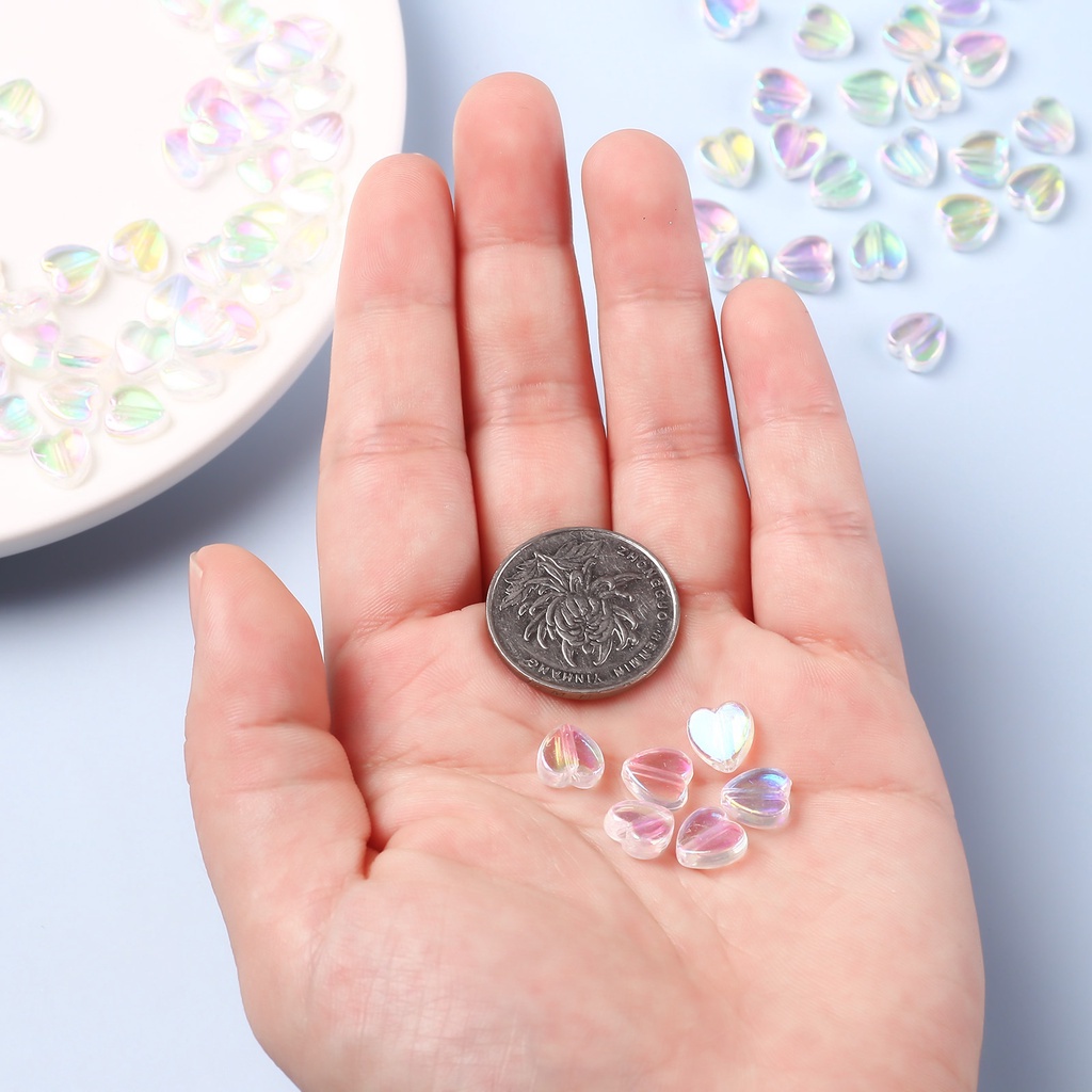 100 Hạt nhựa hình trái tim làm trang sức vòng tay thủ công