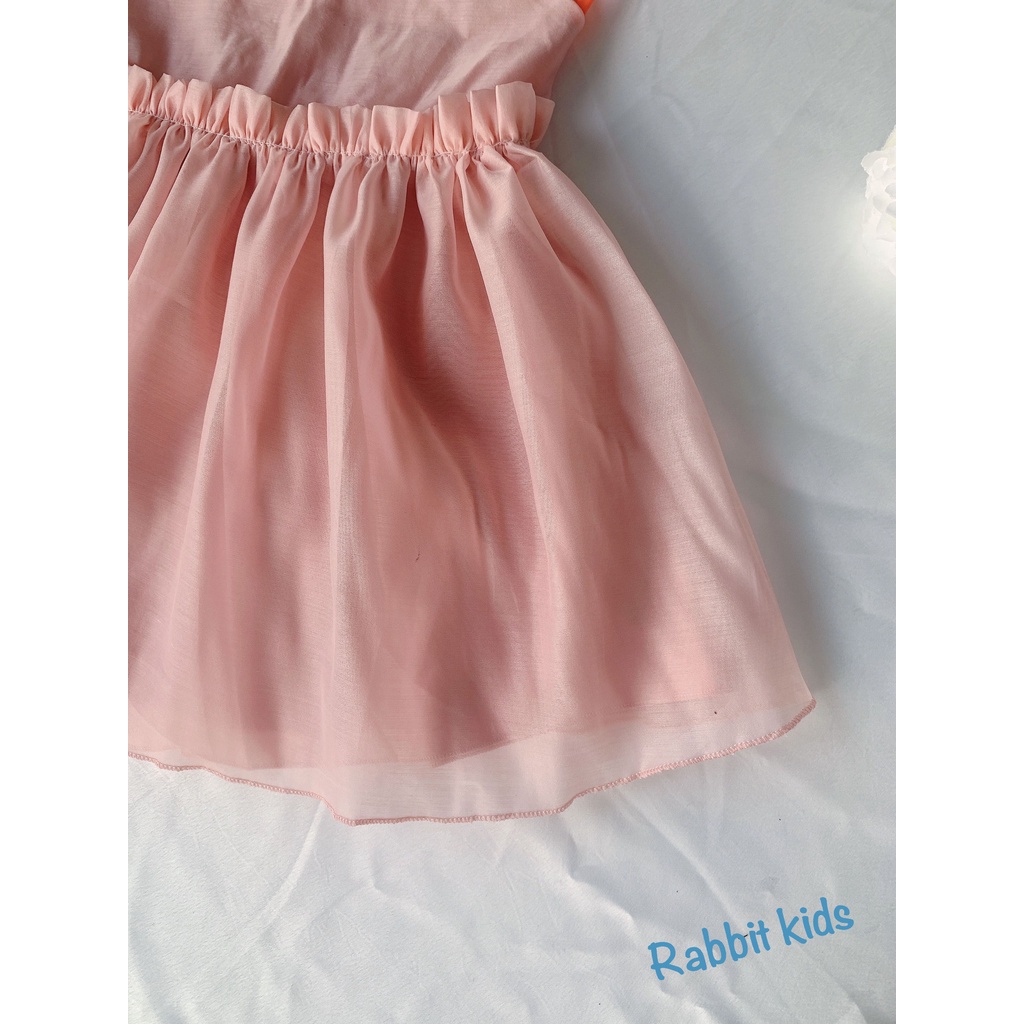 Váy Yếm Tơ Hồng Cho Bé Gái FREESHIP Rabbit Kids - Đầm 2 Dây Trẻ Em 5 - 18kg Hàng Thiết Kế Cao Cấp