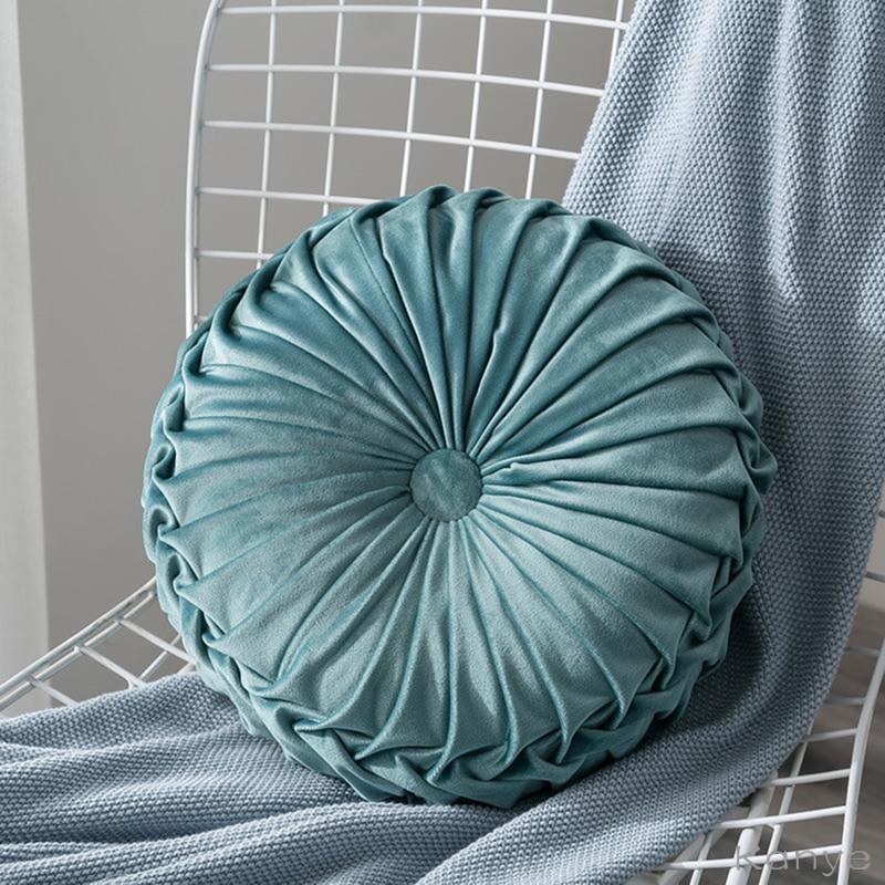 Round Cushions Pillows, Velvet Chair Sofa Pumpkin Throw Pillow Pleated Round Pillow for Home Bed Car Decor Floor Pillow Cushion