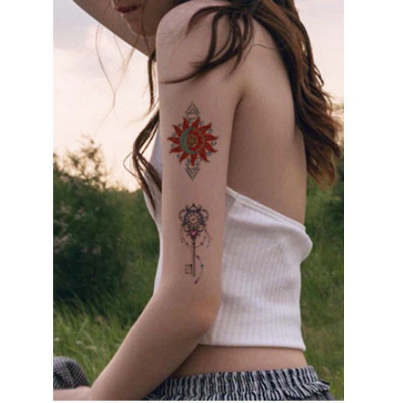 Hình xăm biểu tượng bánh răng p19.Xăm dán tatoo mini tạm thời, size &lt;10x6cm