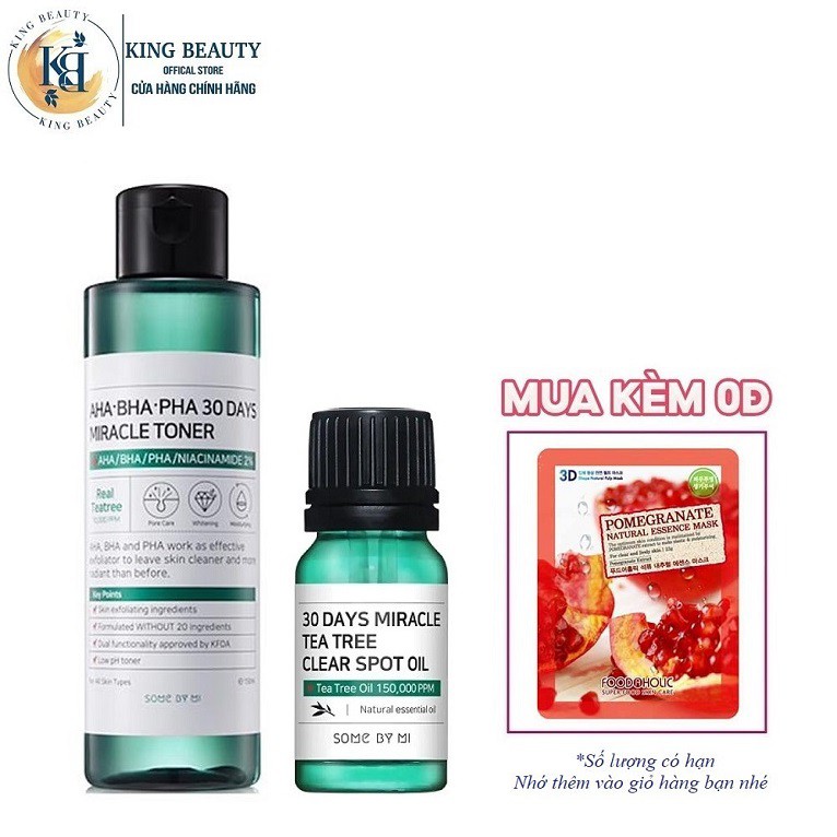 Combo Giảm Mụn, Kiềm Dầu Some By Mi 30 Days Miracle ( Toner 150ml + Tinh Dầu 10ml )