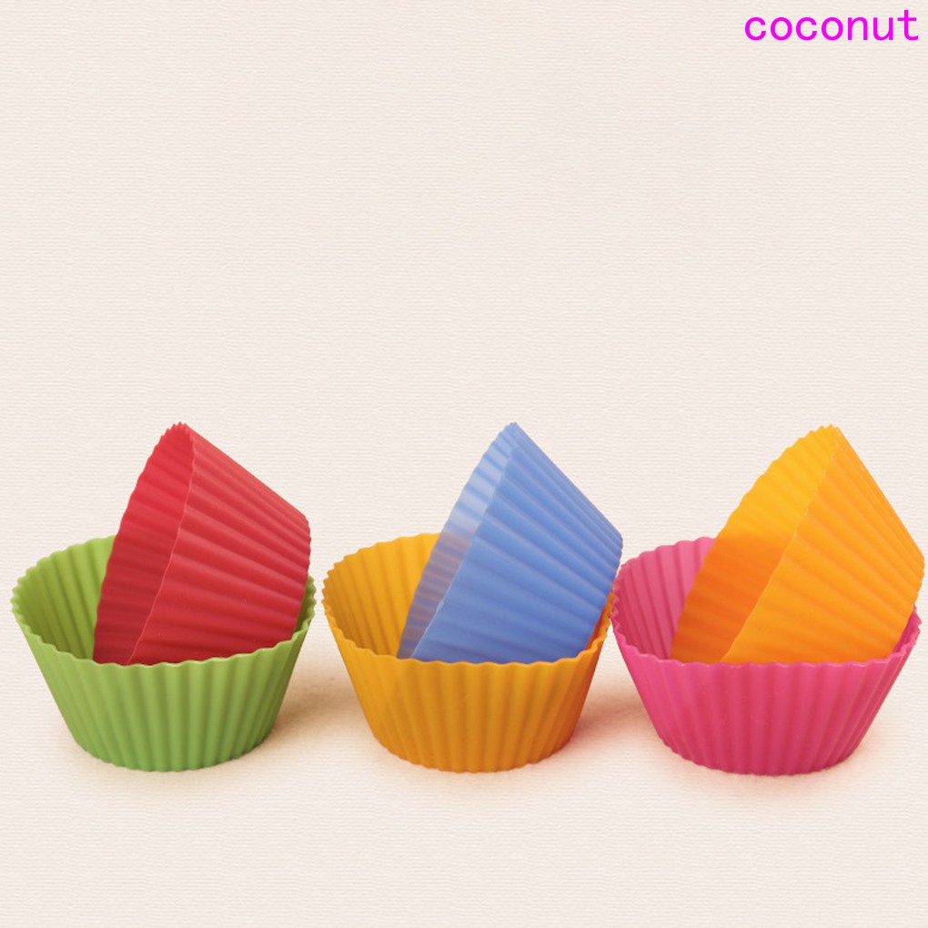 Set 8 Cốc Silicon Làm Bánh Cupcake Nhiều Màu