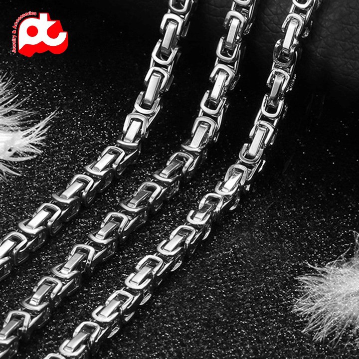 Dây chuyền nam inox thời trang  kích cỡ 6mm màu trắng thép không gỉ HSDCNA183