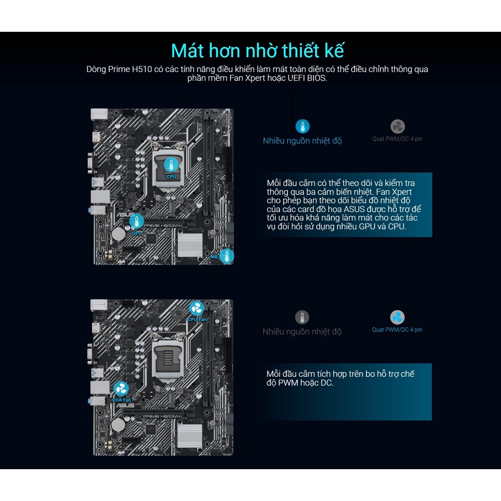 Bo mạch chủ gaming Mainboard ASUS PRIME H510M-K Intel H510, Socket 1200, m-ATX, 2 khe Ram DDR4-Chính hãng bảo hành 3 năm