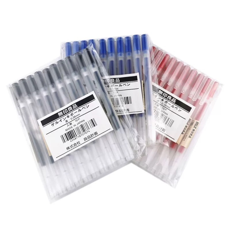 Set 10 Bút Bi 0.38mm MUJI Ngòi 0.5 Tiện Dụng Chất Lượng Cao