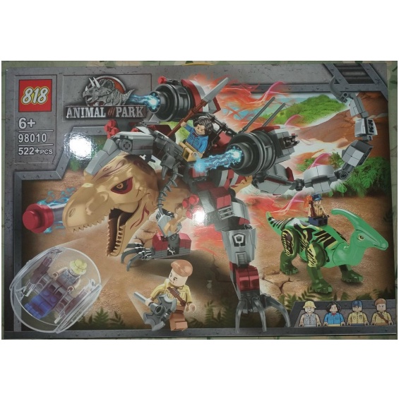 Lắp Ráp xếp hình Lego Jurassic World Dinosaur 98010 : Khủng long bạo chúa trex chiến đấu hiện đại 522+ mảnh