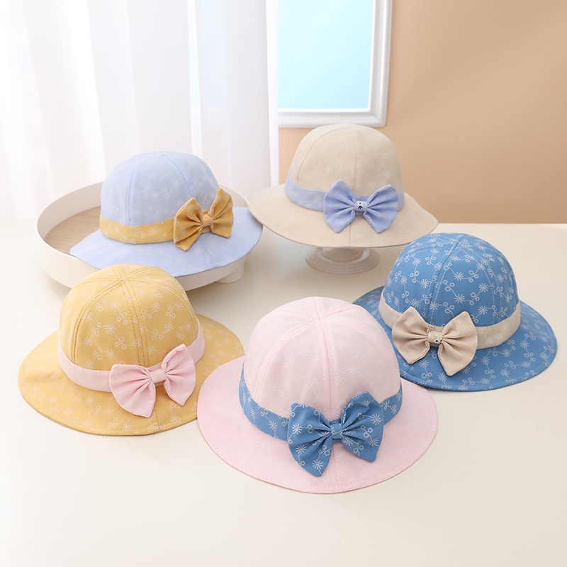 Nón Tai Bèo Chống Nắng Bằng Vải Cotton Thêu Hoa Thắt Nơ Xinh Xắn Thời Trang Xuân Hè Cho Bé Gái