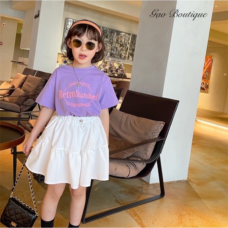 [Hình thật] Set áo thun kèm chân váy cho bé gái CXM Kids