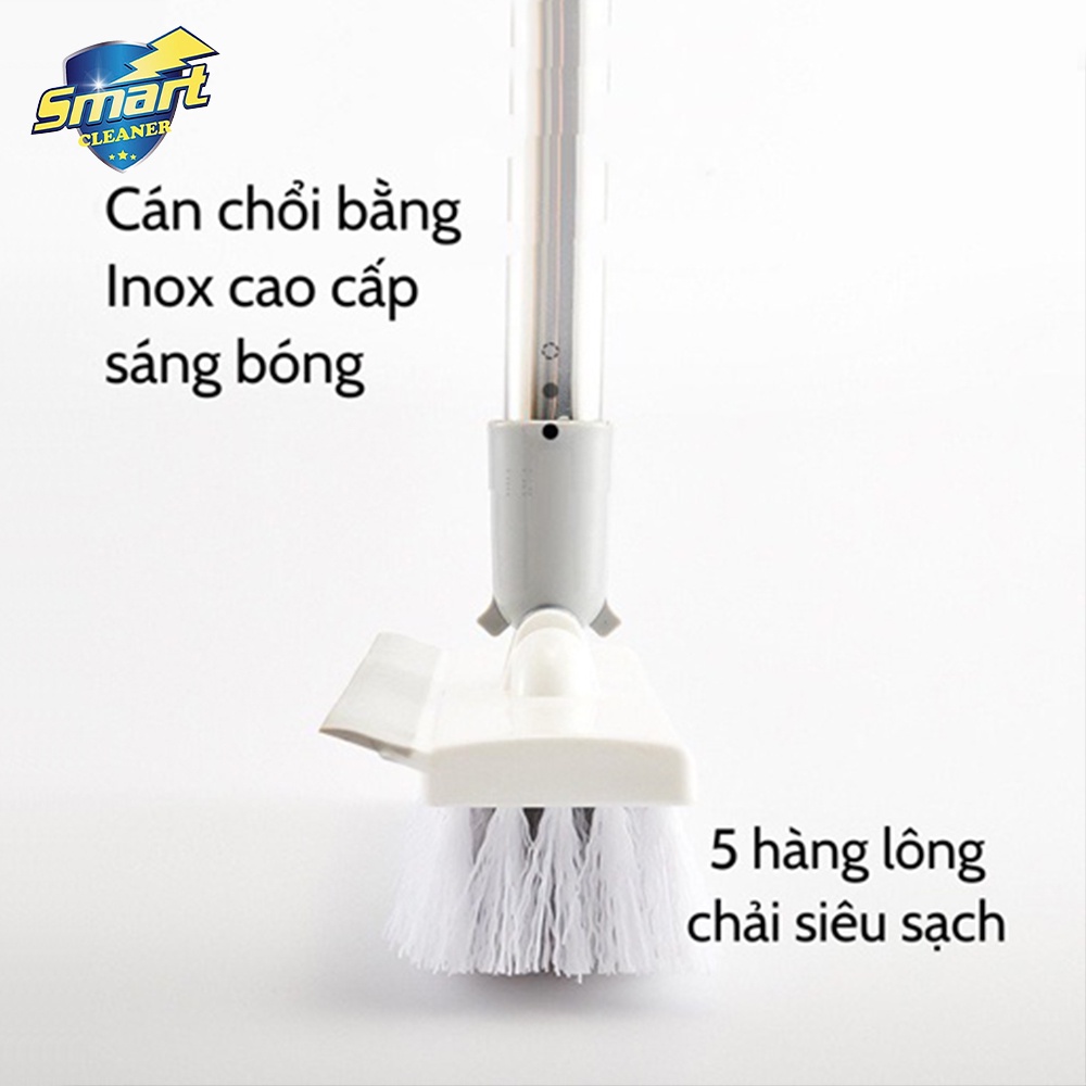 Chổi cọ nhà tắm, cây cọ sàn, gạt nước, gạt kính cán dài inox 2 trong 1 đa năng