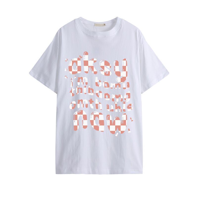 Áo thun nữ Xiaozhainv tay ngắn cổ tròn in hình đơn giản thời trang Hàn Quốc