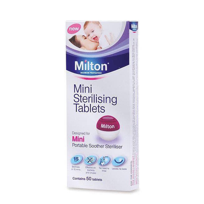 [HÀNG SẴN] Hộp 50 viên tiệt trùng Milton Mini tiệt trùng bình sữa ,cốc nguyệt san date 12/2022