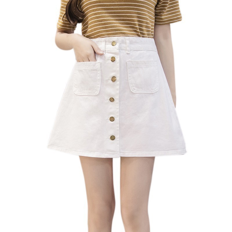 Chân váy jean ngắn một hàng khuy | BigBuy360 - bigbuy360.vn