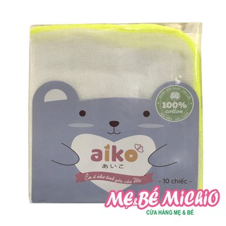 Khăn sữa gạc nhỏ 3 lớp Aiko (25x25cm)_bịch 10 khăn
