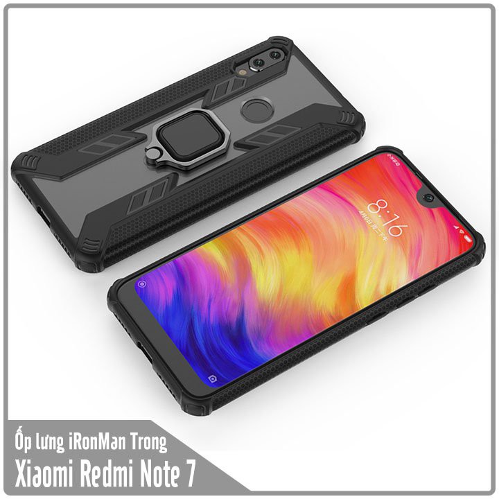 Xiaomi Redmi Note 7 / Note 7 Pro - Ốp lưng chống sốc viền màu, mặt lưng trong cao cấp - Chân chống lưng máy tiện lợi