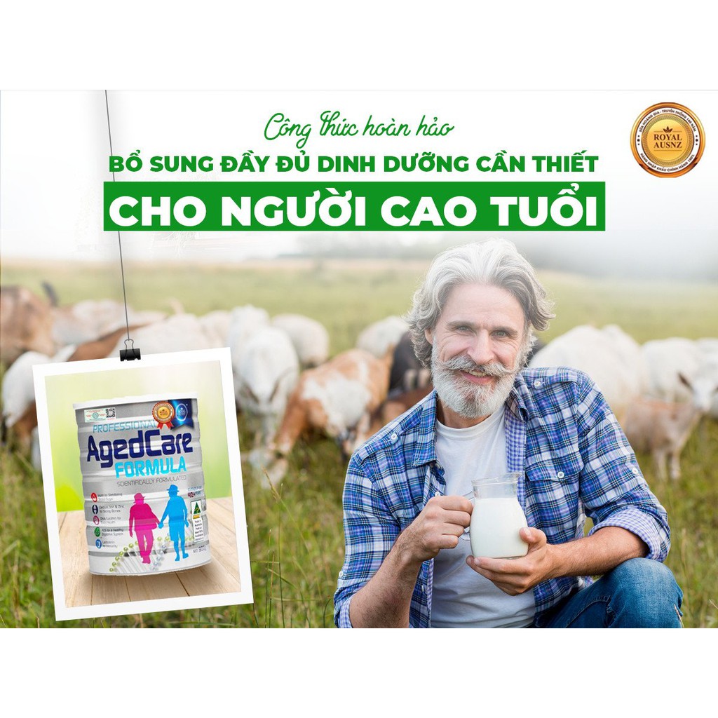 [CHÍNH HÃNG] Sữa cho người 40 tuổi trở lên Sữa Hoàng Gia Úc AgedCare (900g) bổ sung Lactoferrin, Inulin