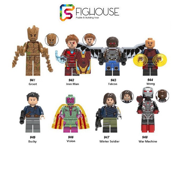 Xếp Hình Minifigures Siêu Anh Hùng Avengers Iron Man, Groot, Vision - Đồ Chơi Lắp Ráp non-lego X0217 [A15]