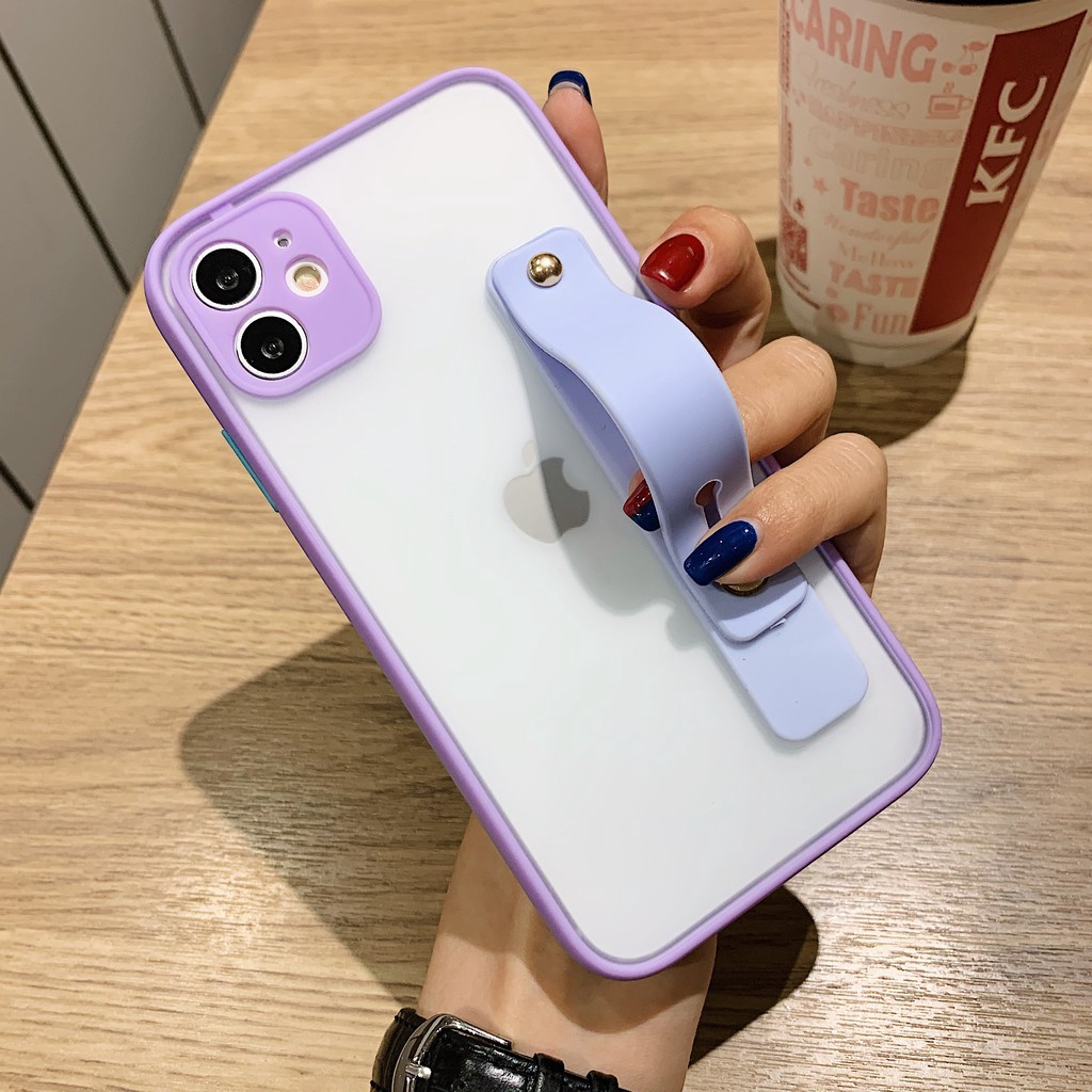 Ốp điện thoại có dây đeo cổ tay và giá đỡ cho IPhone 12 Pro Max SE 2020 7 8 plus X XR XS Max