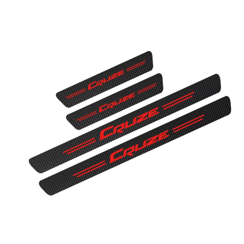Set 4 Miếng Dán Trang Trí Cửa Xe Hơi Chevrolet Cruze Bằng Sợi Carbon