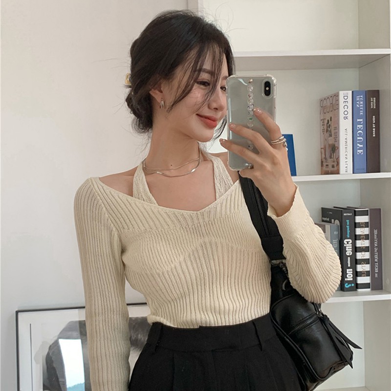 Áo sweater dệt kim tay dài dáng ôm thiết kế độc đáo thời trang gợi cảm dành cho nữ | WebRaoVat - webraovat.net.vn