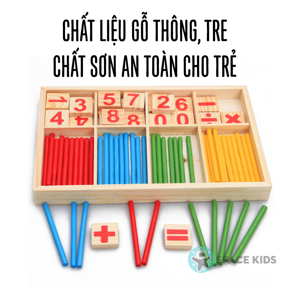 Đồ chơi giáo dục Hộp que tính gỗ học toán thông minh cho bé Space Kids