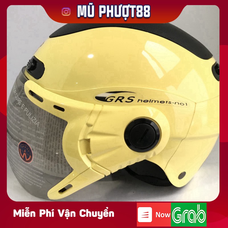 Mũ GRS A102K trắng nắp hồng - Mũ nửa đầu chính hãng Đài Loan &amp; VN sản xuất clip thật