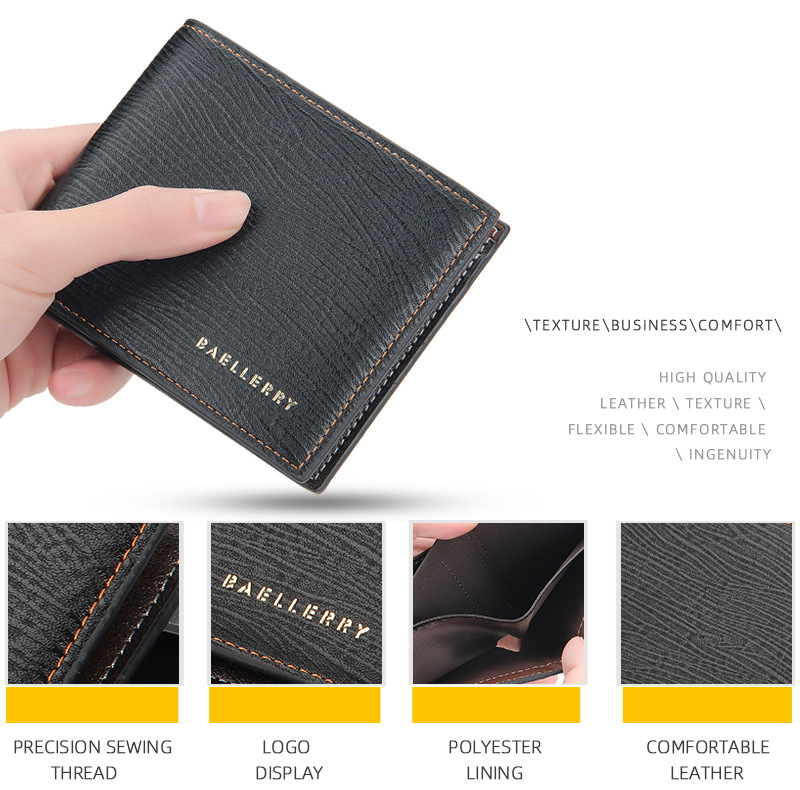 Baellerry Short Wallet Men's Multi-card Horizontal Coin Purse Fashion Ultra-thin  Youth Wallet