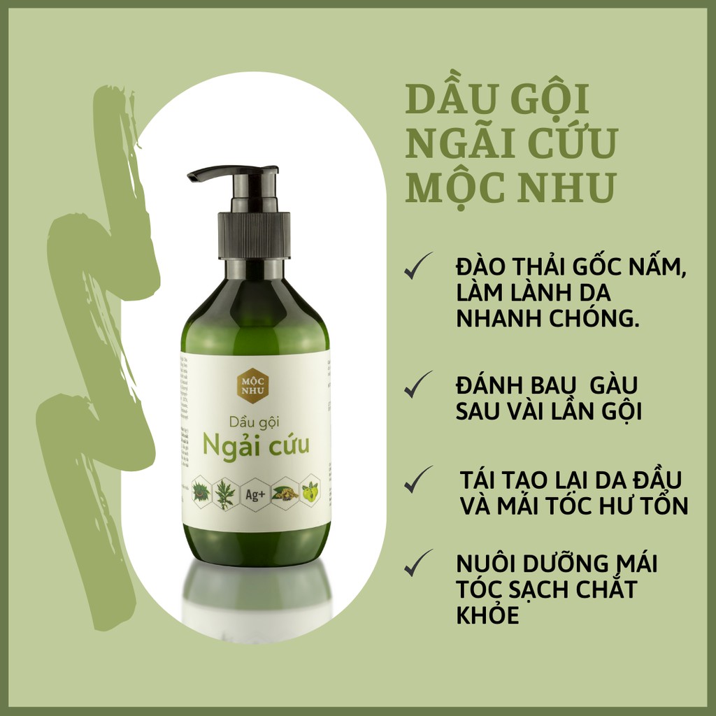 Dầu Gội Ngải Cứu Mộc Nhu, Đánh Bay Gàu Ngứa Nấm Da Đầu, 300ML ,Hàng Chính Hãng, Tặng Nạ