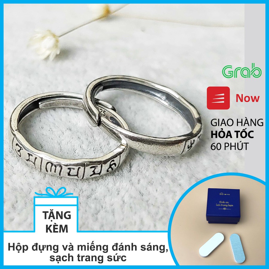 Nhẫn bạc s92 Om Mani Padme Hum - Nhẫn free size điều chỉnh độ, bạc cao cấp - Hiên Nhà