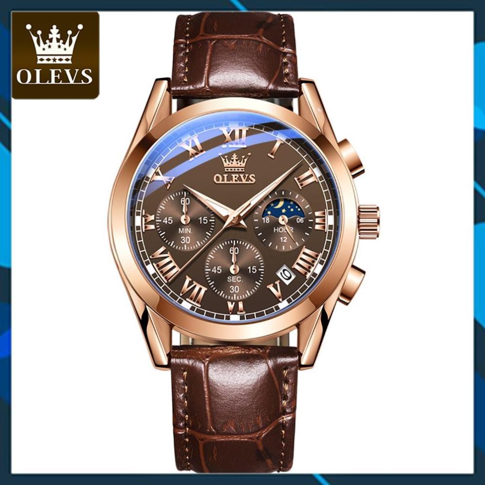 Đồng hồ đeo tay nam OLEVS ,chống xước, cao cấp,có dạ quang,dây da,thời trang,mặt tròn