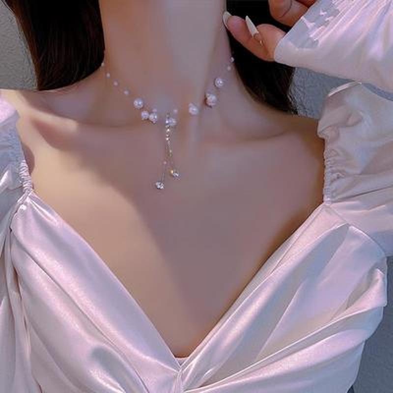 Vòng cổ Đính Ngọc Trai Nhân Tạo Thời Trang