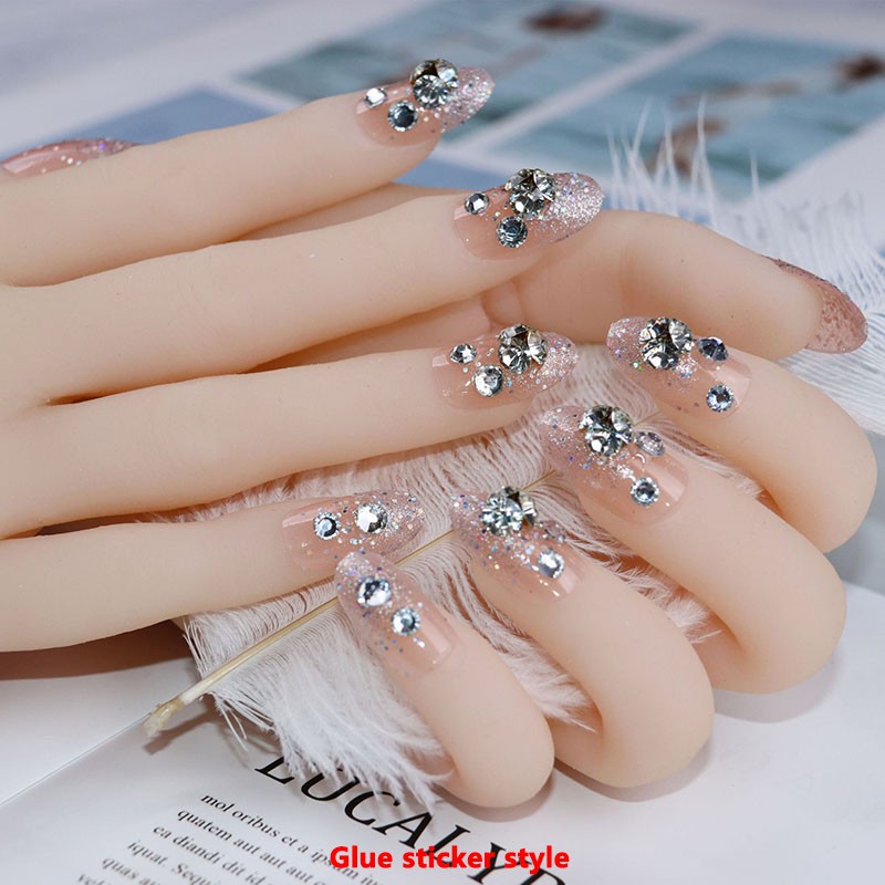 Set 24 móng tay giả đính đá cho cô dâu