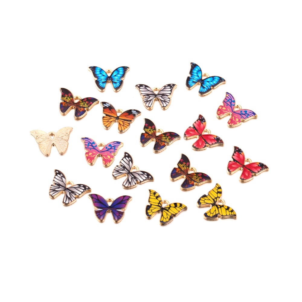 Set 10 phụ kiện ST.KUNKKA kiểu dáng bươm bướm nhiều màu sắc làm mặt dây chuyền vòng đeo tay thủ công