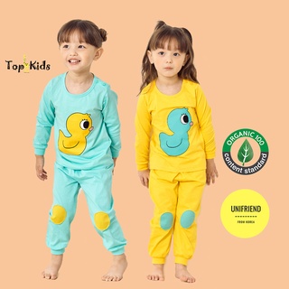 Bộ đồ quần áo dài tay cotton mùa thu đông cho bé trai và bé gái Unifriend Hàn Quốc-Topkid-vịt xanh vàng thumbnail