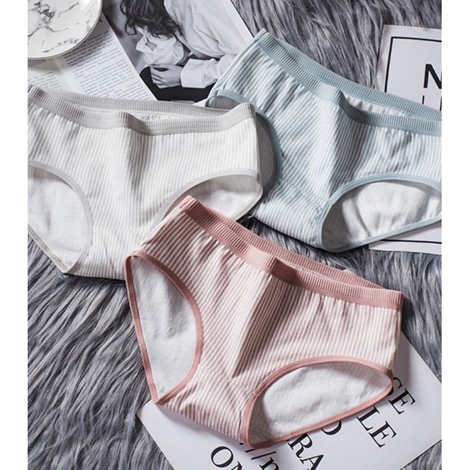 Quần lót nữ cotton kẻ kháng khuẩn thun lạnh dễ thương sexxy gợi cảm (6 màu) | BigBuy360 - bigbuy360.vn