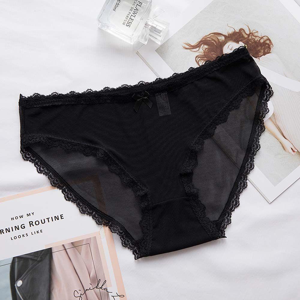 Quần Lót Cotton Lưng Thấp Phối Ren Thoáng Khí Màu Sắc Đơn Giản Quyến Rũ Cho Nữ