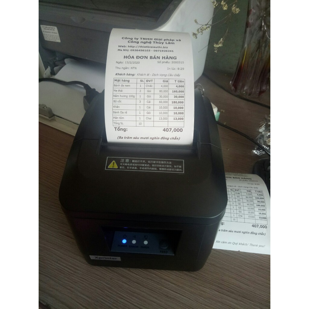 [Mã 151ELSALE hoàn 7% đơn 300K] Máy in nhiệt, in hóa đơn, in bill K80 chính hãng Xprinter A160M [Cổng USB]