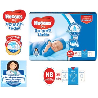 Combo 3 bịch tả dán Huggies NB 36. Hàng mới cứng