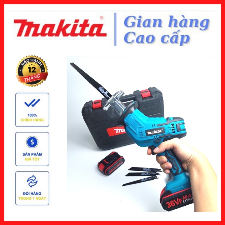 Máy cưa kiếm Makita TẶNG 4 Lưỡi cưa Sử dụng chân pin phổ thông 4cm Dụng cụ hữu ích cho việc cưa ống nhựa tỉa cành