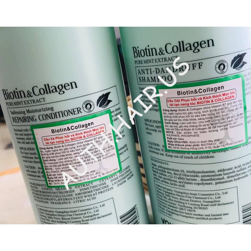 🛑FreeShip🛑Cặp Dầu Gội Xả Biotin Collagen Xanh Dương | Giảm Gàu Hiệu Quả ⚜️Hàng Chính Hãng⚜️ Ⓒ