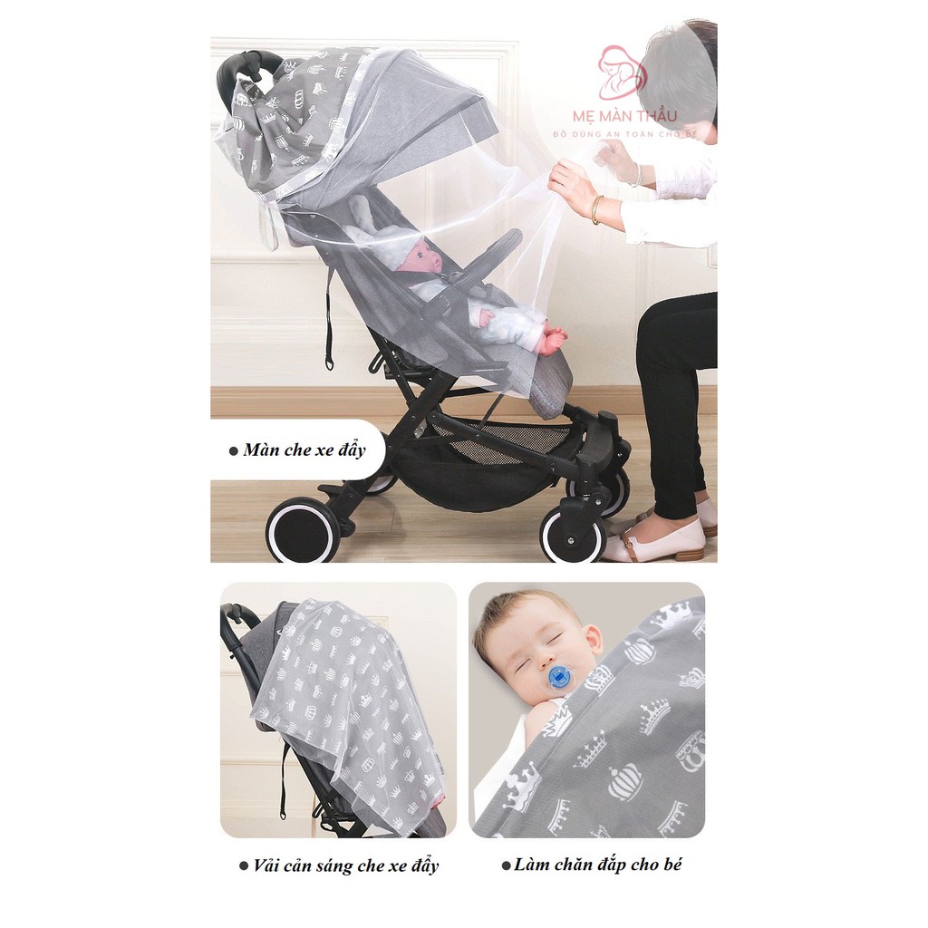 KHĂN CHE BÉ BÚ KẾT HỢP MÀN CHE XE ĐẨY CHỐNG MUỖI 2IN1- KHĂN CHE VẮT SỮA CAO CẤP