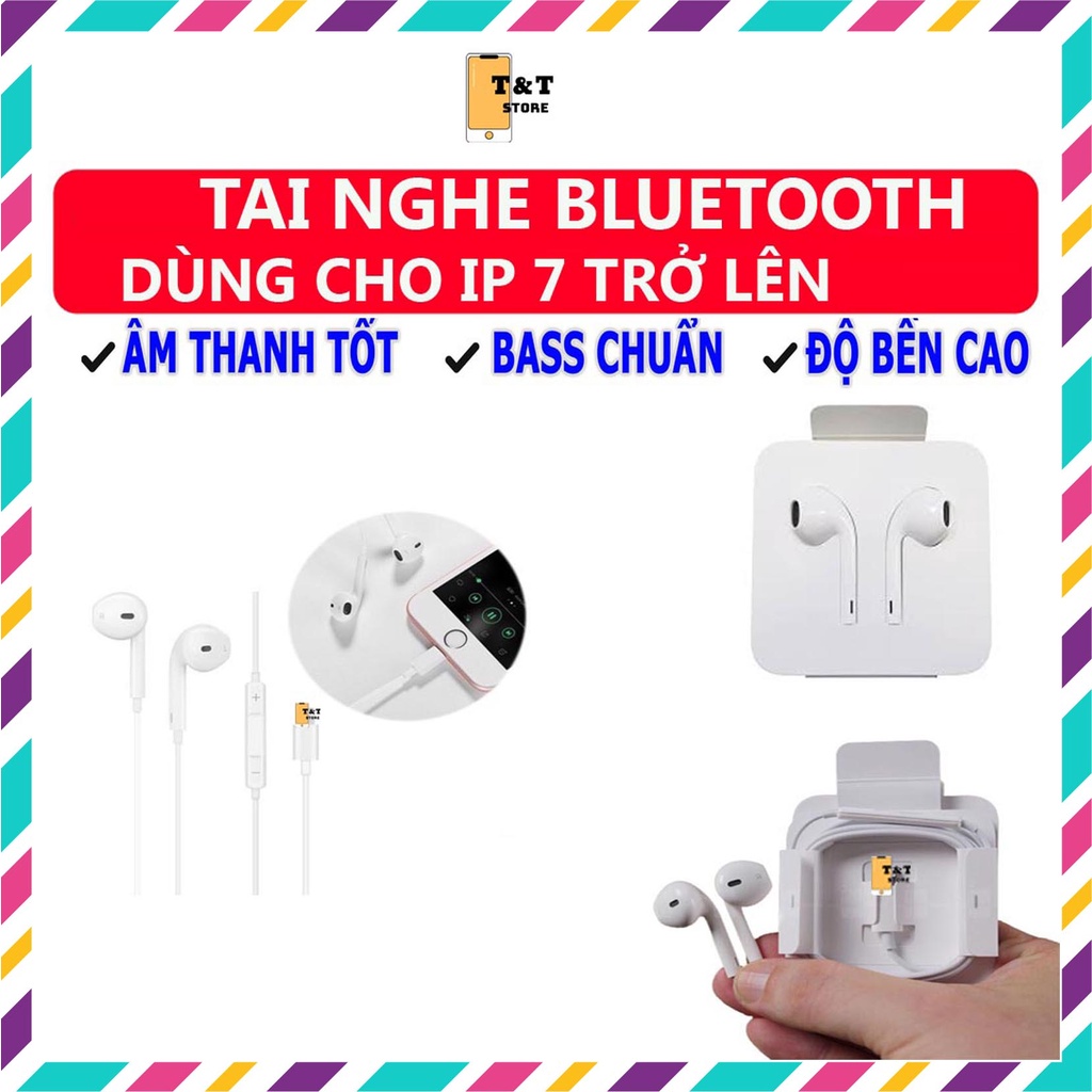 Tai nghe bluetooth dùng cho iP 7 trở lên bass căng, ấm, kết nối bluetooth có MIC nghe gọi, bảo hành 12 tháng