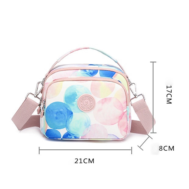 Túi Đeo Một Bên Vai Nhiều Ngăn Màu Sắc Có Khóa Kéo Dành Cho Nữ