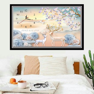 Tranh đính đá Đồng Hồ VS491 Đá ABC Cao Cấp - Kích Thước 75x55cm