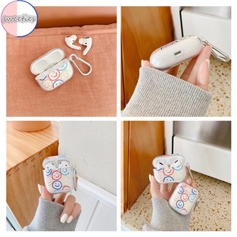 Vỏ Bảo Vệ Hộp Sạc tai nghe không dây Airpods 1 / 2 Pro Trong Suốt Hình Mặt Cười Dễ Thương